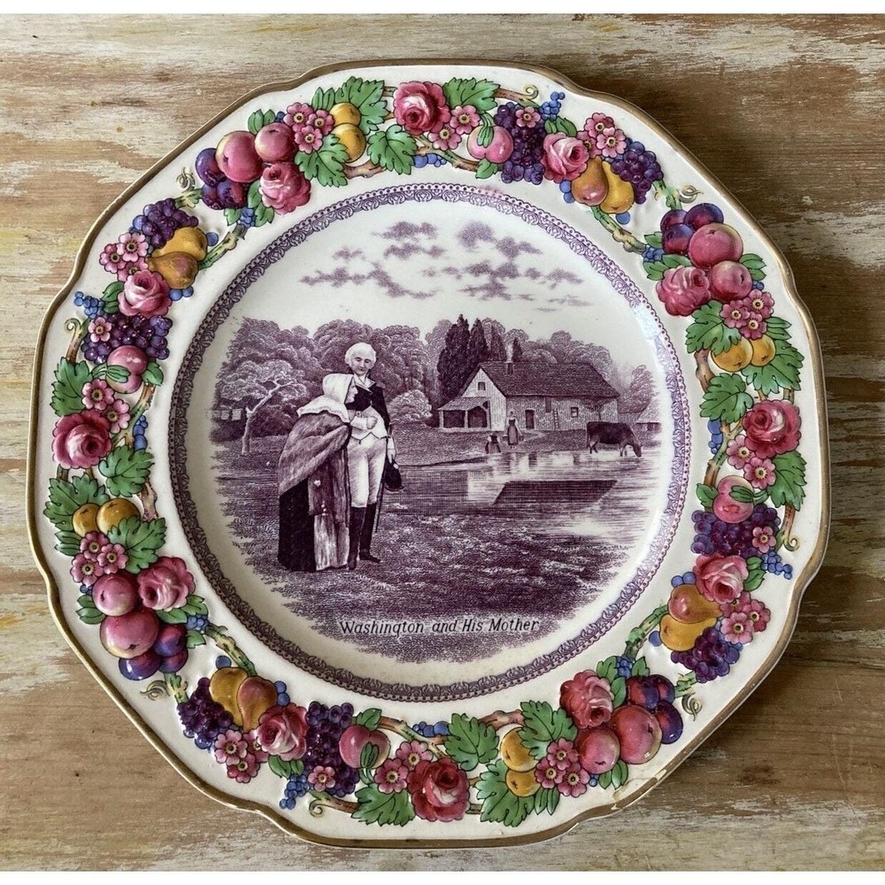 Vintage Crown Ducal collectors plate George Washington & mother Bicentenary 1932